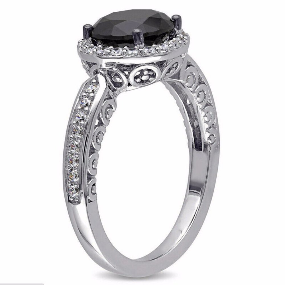 Gorgeous 925 Silver Round Cut Sapphire Ring - Picture 3 of 4